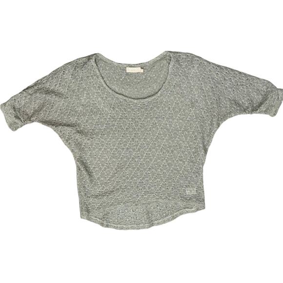 Nation LTD Revolve Gray Gold Sparkle Open Knit Half Dolman Sleeve Sweater size S - Picture 1 of 10